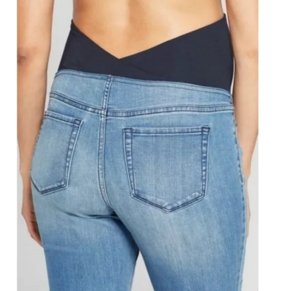 Isabel Maternity Crossover Panel Jeggings Medium Wash Size 12 - Picture 5 of 14